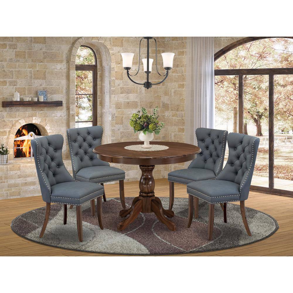 Alt View 3. East West Furniture - 5 Piece Dining Room Set Consists of a Round Solid Wood Table - Grey.