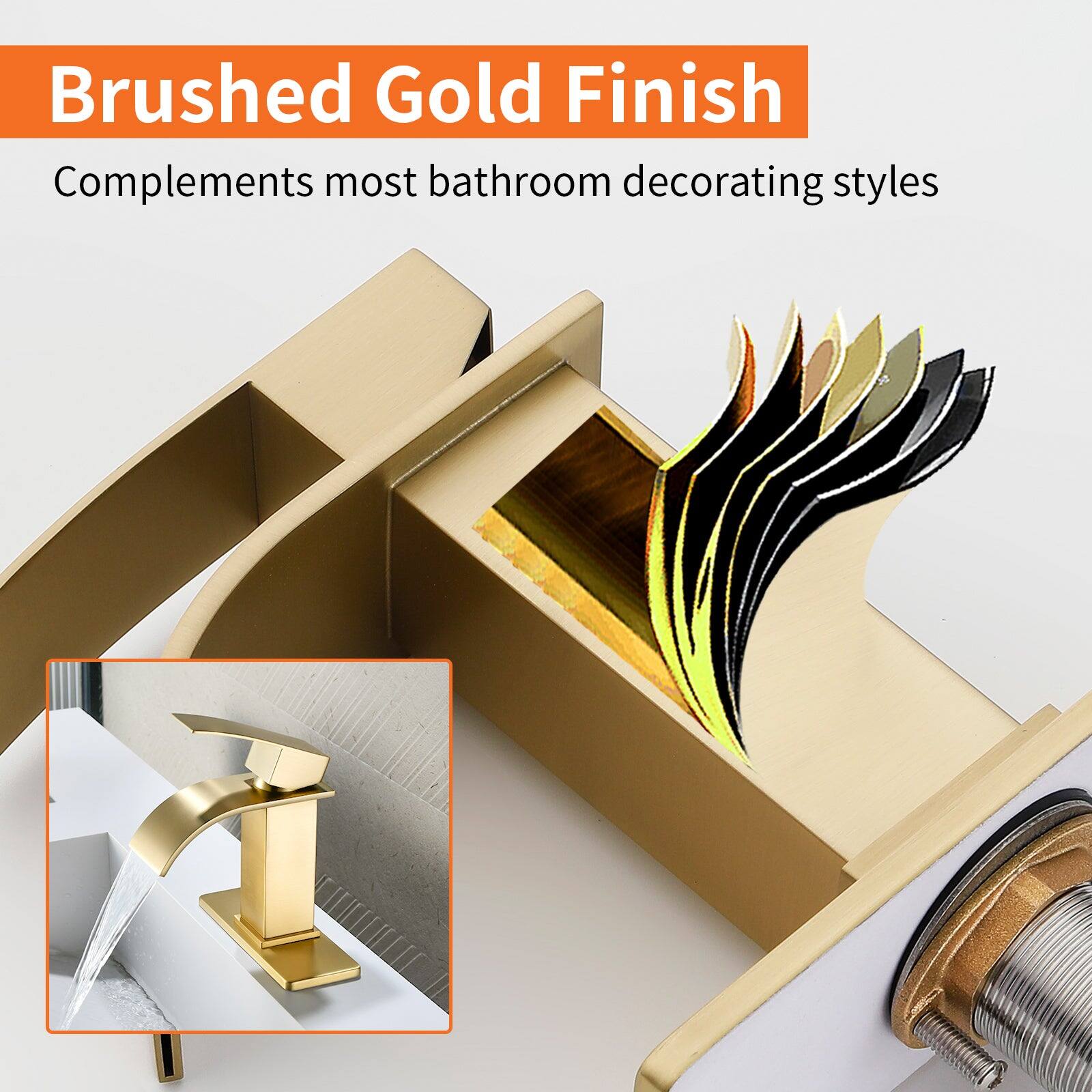 Brushed Gold Finish  
Complements most bathroom decorating styles