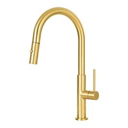Dual-Function Pull Down Sprayer Stainless Steel Kitchen Faucet without Deck Plate