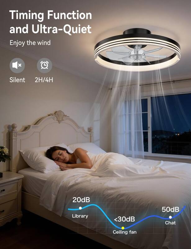 Timing Function and Ultra-Quiet  
Enjoy the wind  
Silent 2H/4H  
20dB Library <30dB Ceiling fan 50dB Chat