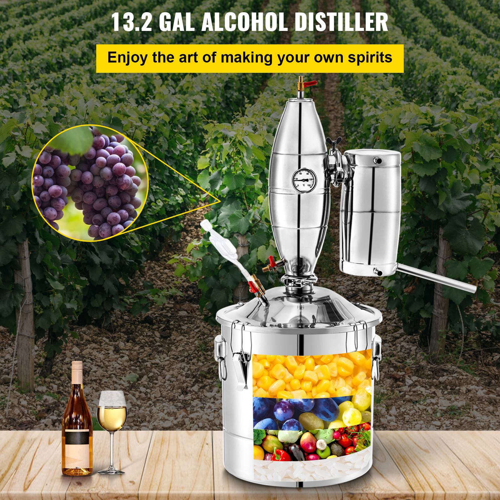 13.2 GAL ALCOHOL DISTILLER  
Enjoy the art of making your own spirits