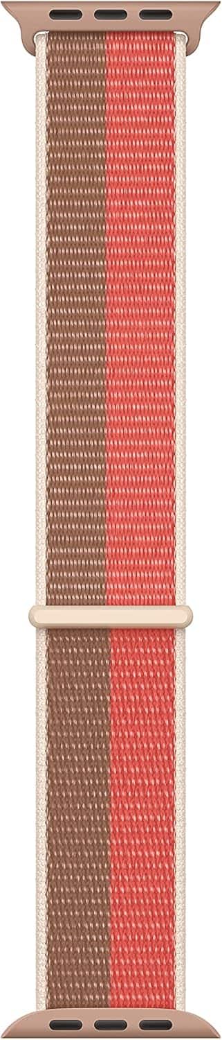 Front. Apple - Apple Watch Band - Sport Loop (41mm) - Pink Pomelo/Tan - Regular - Pink.