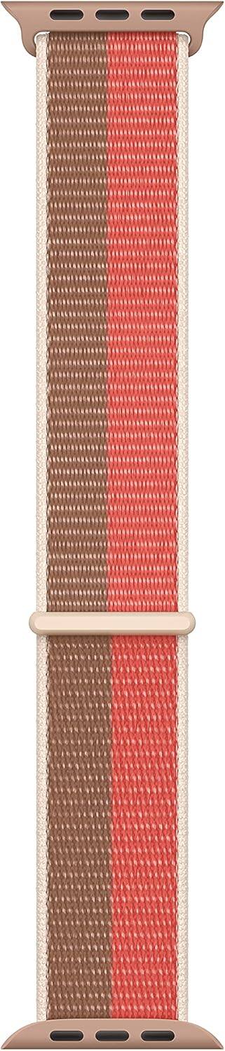 Front. Apple - Apple Watch Band - Sport Loop (41mm) - Pink Pomelo/Tan - Regular - Pink.