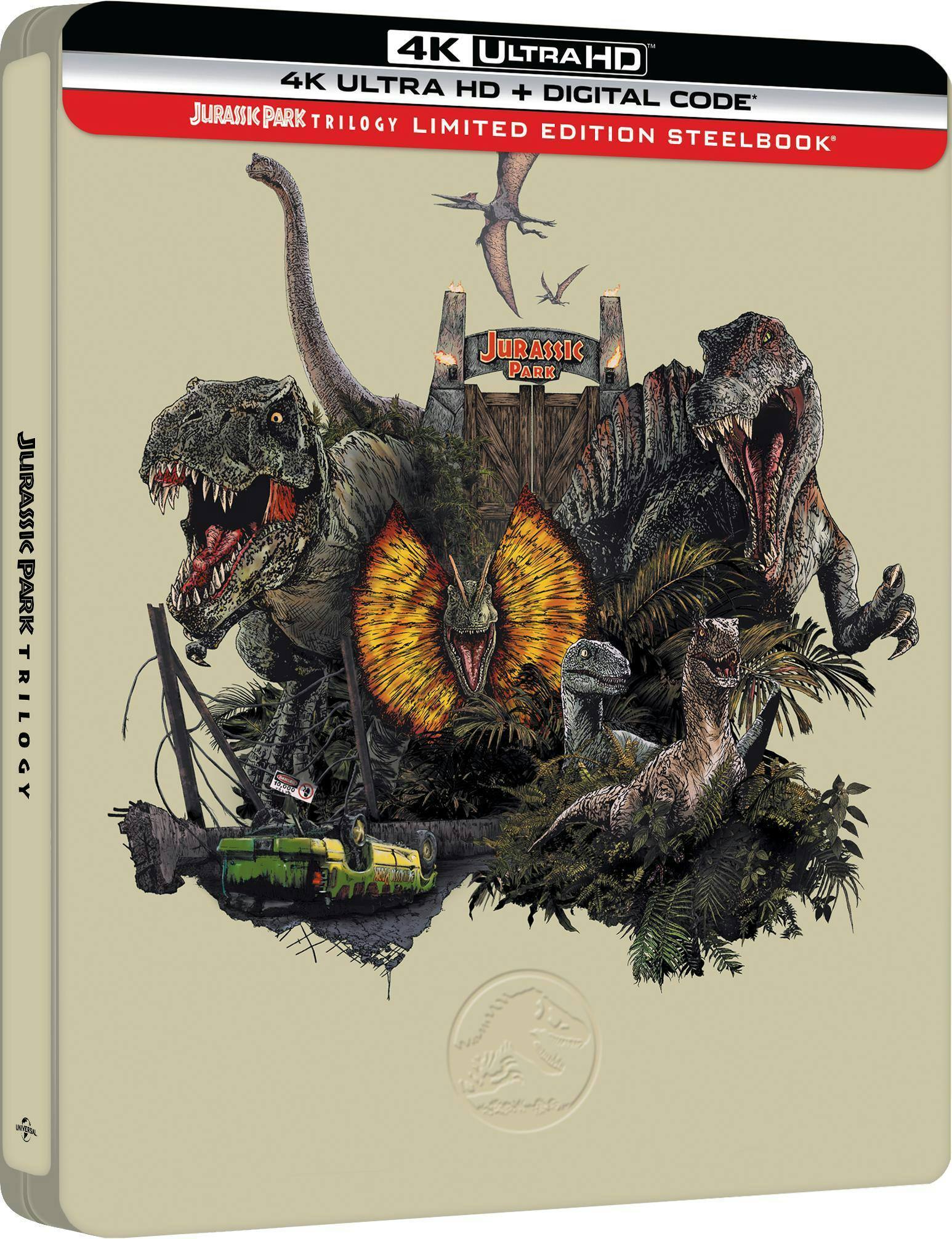 Angle. Jurassic Park Trilogy (Steelbook)   - 4K Blu-Ray.