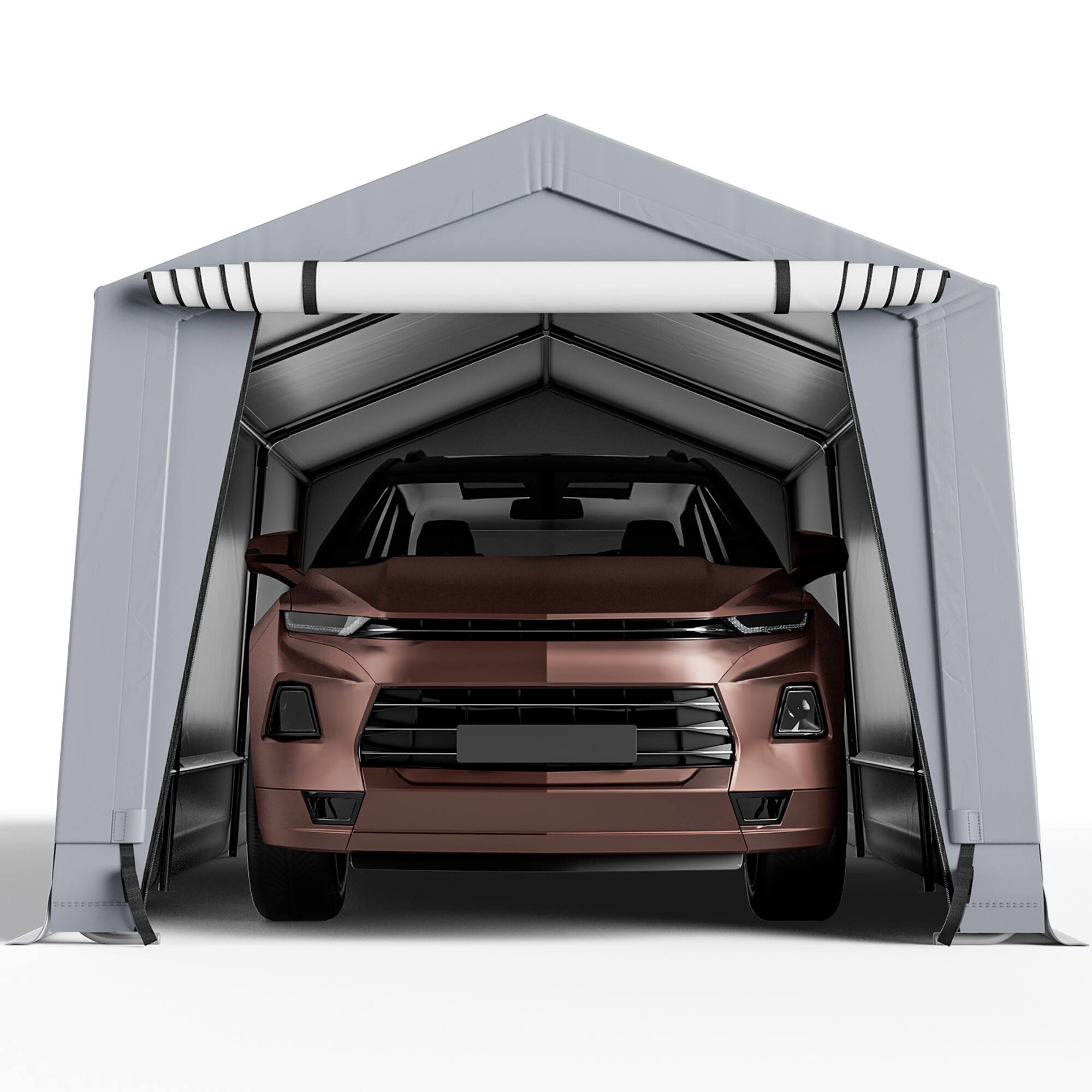 Alt View 5. Costway - Costway 10.2' X 20.4' Heavy-Duty Carport Car Canopy Shelter Outdoor Portable Garage Door - Grey.