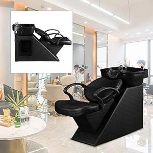Alt View 4. Winado - Shampoo Bowl for Salon,Barber Backwash Chair Unit Station Hair Washing Equipment - Black.