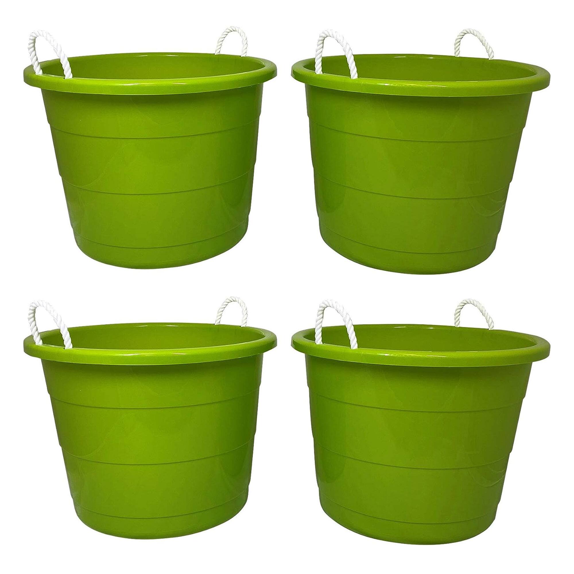 Alt View 7. Homz - Homz 17 Gallon Indoor Outdoor Storage Bucket w/Rope Handles, Bold Lime (4 Pack) - Bold Lime Green.