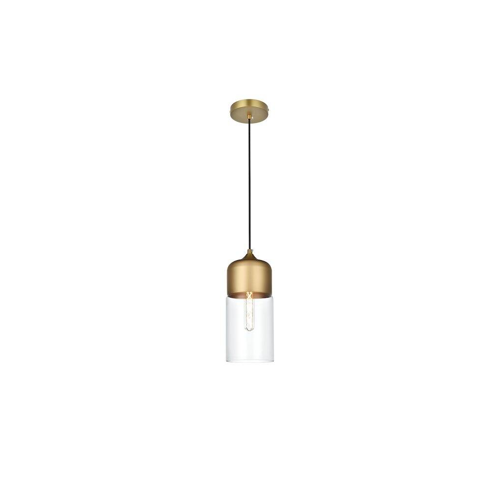 Alt View 1. Living District - Ashwell 5 Inch Pendant Clear Shade in Satin Gold - Satin Gold And Clear.