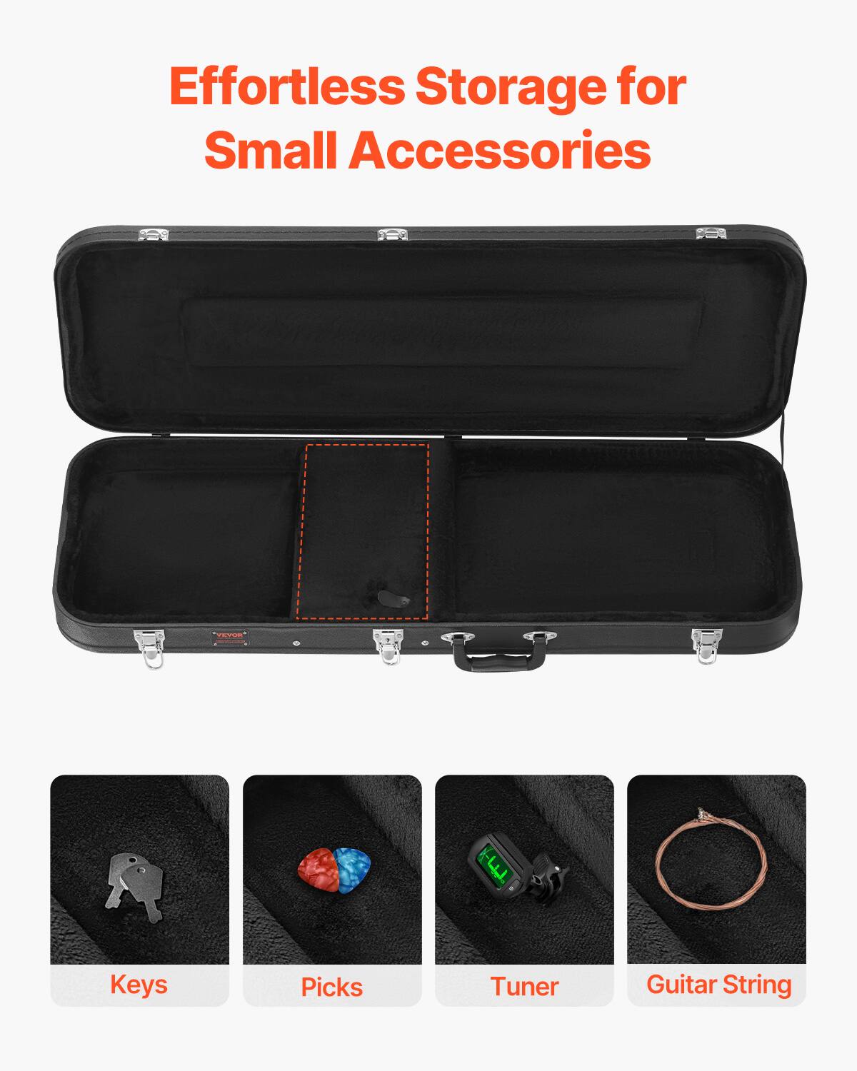 Effortless Storage for Small Accessories

Keys  
Picks  
Tuner  
Guitar String