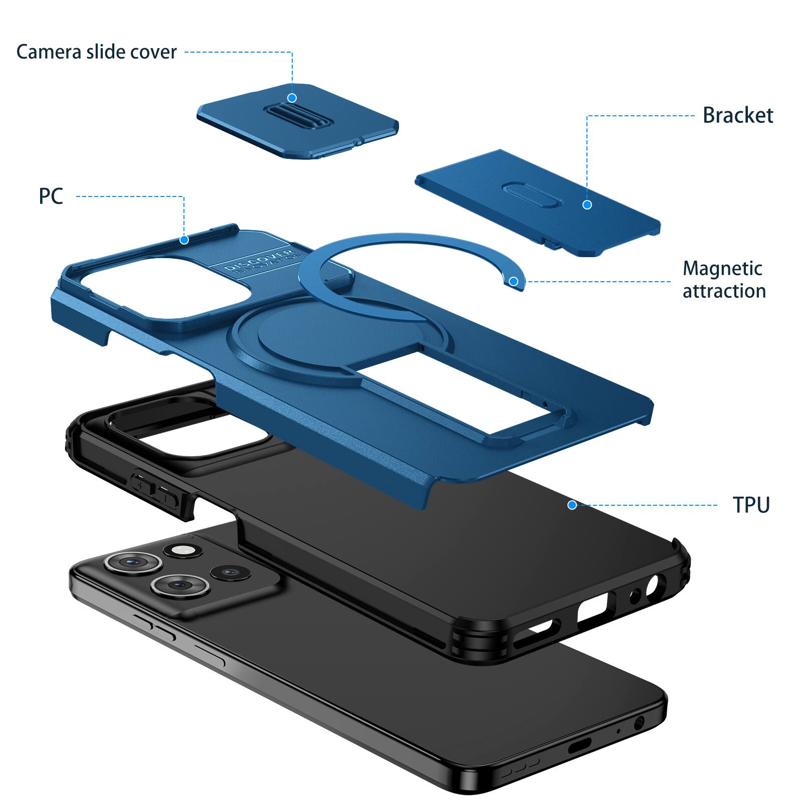 Camera slide cover  
Bracket  
PC  
Magnetic attraction  
TPU