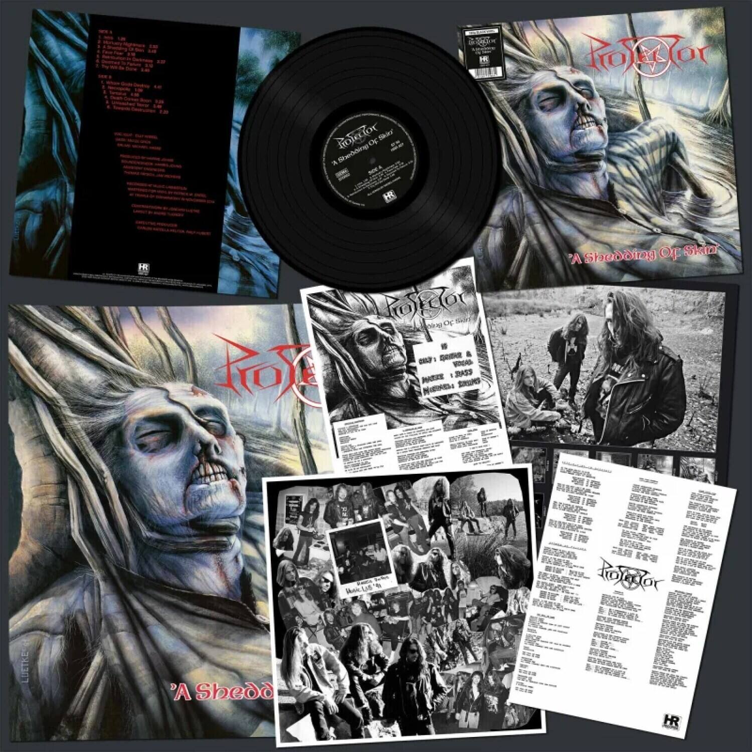 Sure, here is the corrected and grouped text from the image:

---

**Front Cover:**
- A Shredding Of Skin

**Back Cover:**
- A Shredding Of Skin
- 1. Shebbing HR Pofaor
- 2. 4 - & - VINCAS tox MATEE NIAL
- 3. 1 285S SRN OF Skip A Sheoding
- 4. I9 I N
- 5. JRESRS u 9(522 LOETKE A Shedd & HR

**Vinyl Label:**
- A Shredding Of Skin
- 1. Shebbing HR Pofaor
- 2. 4 - & - VINCAS tox MATEE NIAL
- 3. 1 285S SRN OF Skip A Sheoding
- 4. I9 I N
- 5. JRESRS u 9(522 LOETKE A Shedd & HR

**Insert:**
- A Shredding Of Skin
- 1. Shebbing HR Pofaor
- 2. 4 - & - VINCAS tox M