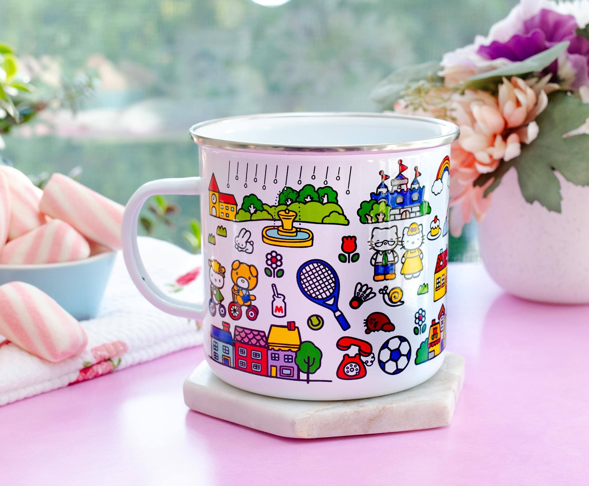 Alt View 2. Hello Kitty - Sanrio Hello Kitty Destination Town Enamel Camper Mug | Holds 21 Ounces - Red.