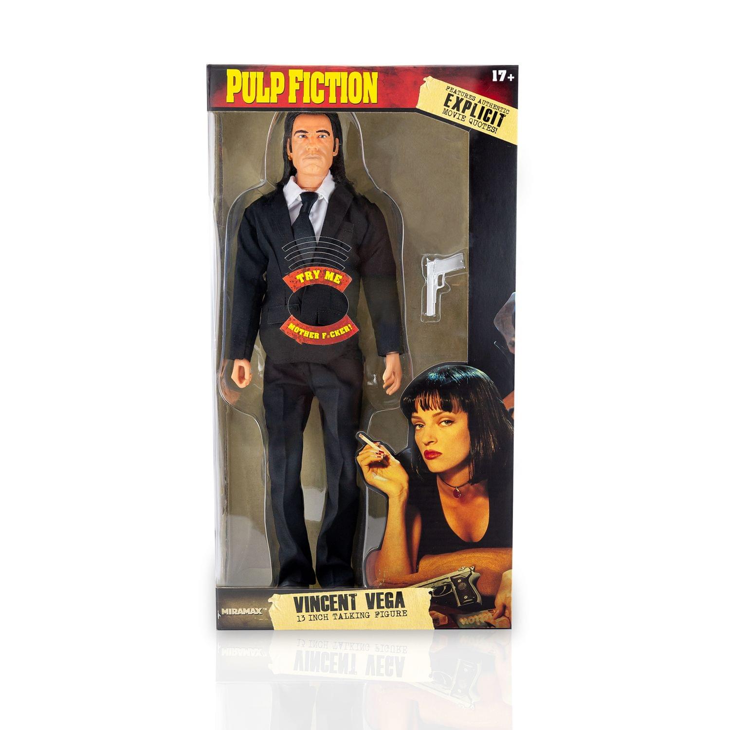 Pulp Fiction 17+ Explicit Movie Aesthetic Figures! Try Me Mother Fucker! F F Miramax Vincent Vega Figure 15 Inch Talking