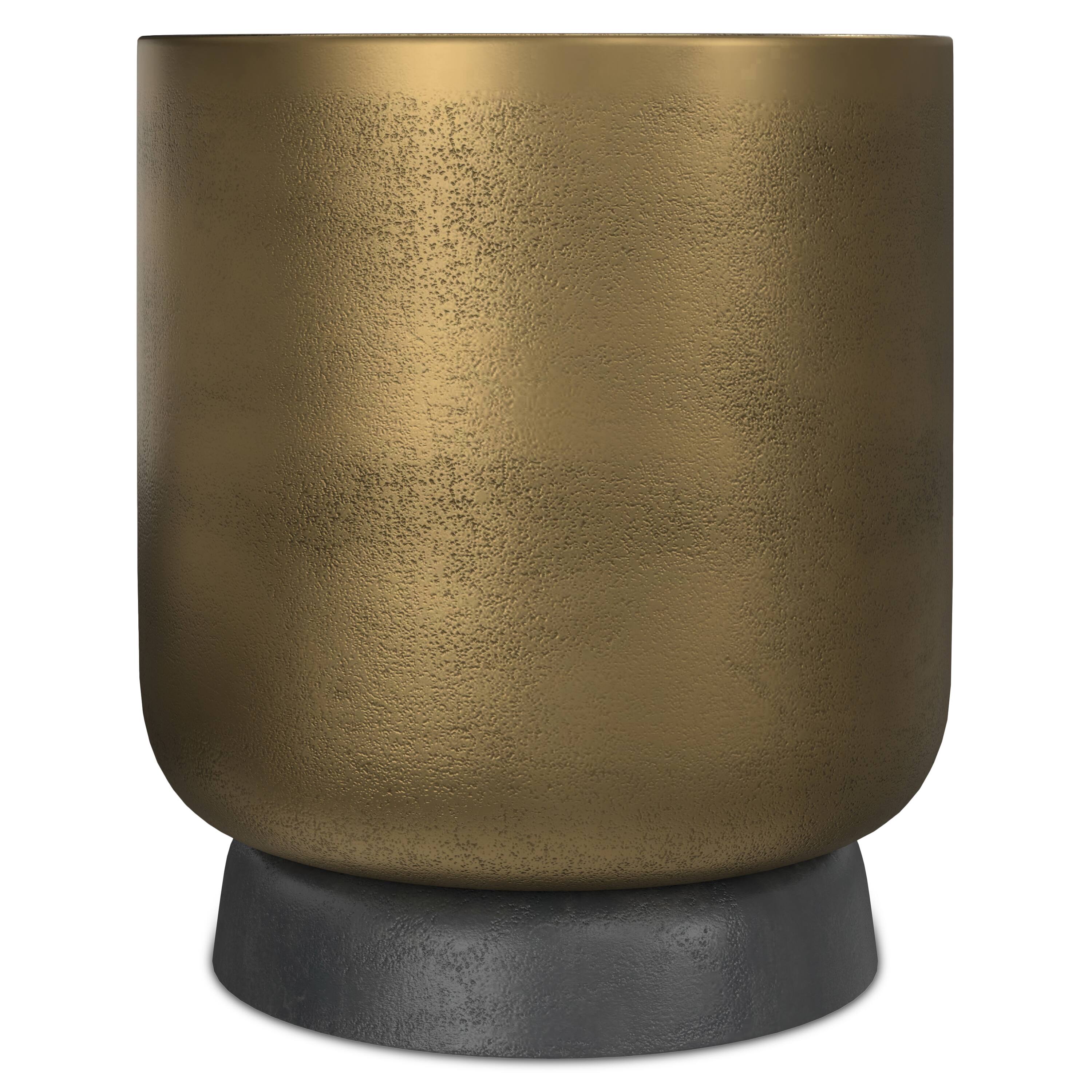 Left. Simpli Home - Cody Contemporary 16 inch Wide Cast Aluminum Side Table in Antique Brass/Antique Bronze, Fully Assembled - Antique Brass/ Antique Bronze.