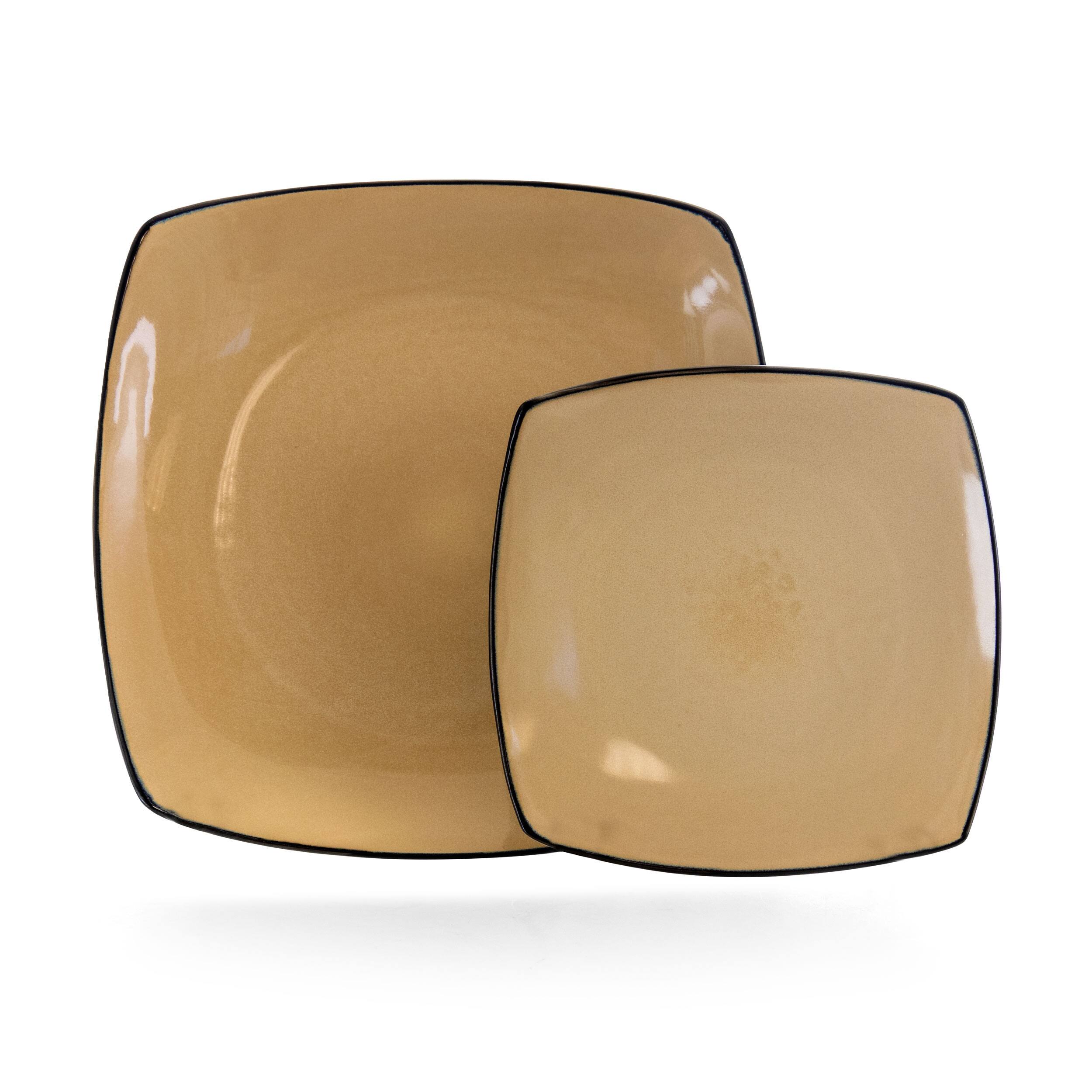 Alt View 8. Gibson - Soho Lounge 16 pc Dinnerware, Taupe Square Shape (Service for 4) - Taupe.