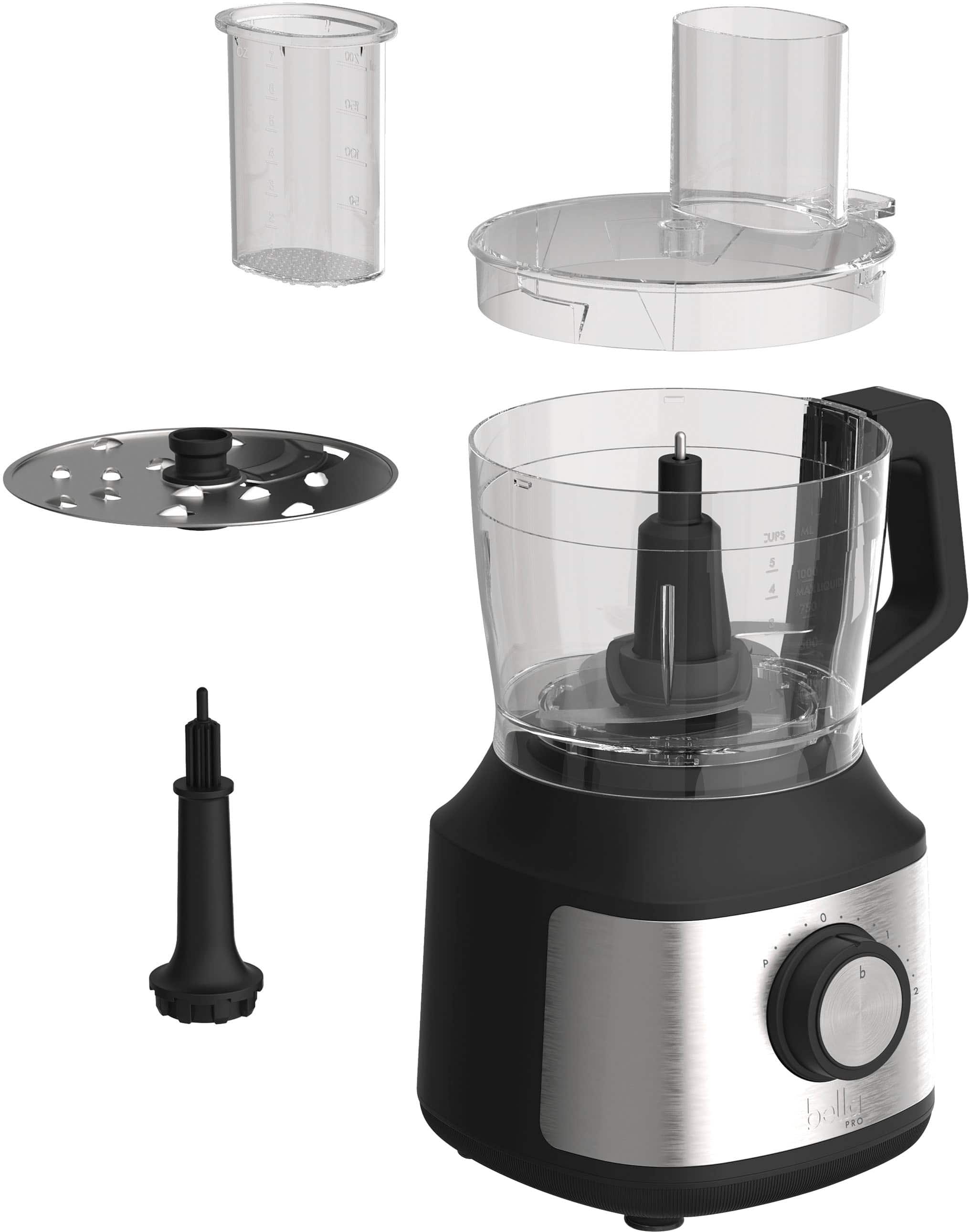The image shows a blender with its parts disassembled, including a container, a lid, a blade, and a base. The blender is designed to hold 700 ml of liquid and has a motor power of 750 watts. The blender is made by the company Pro.