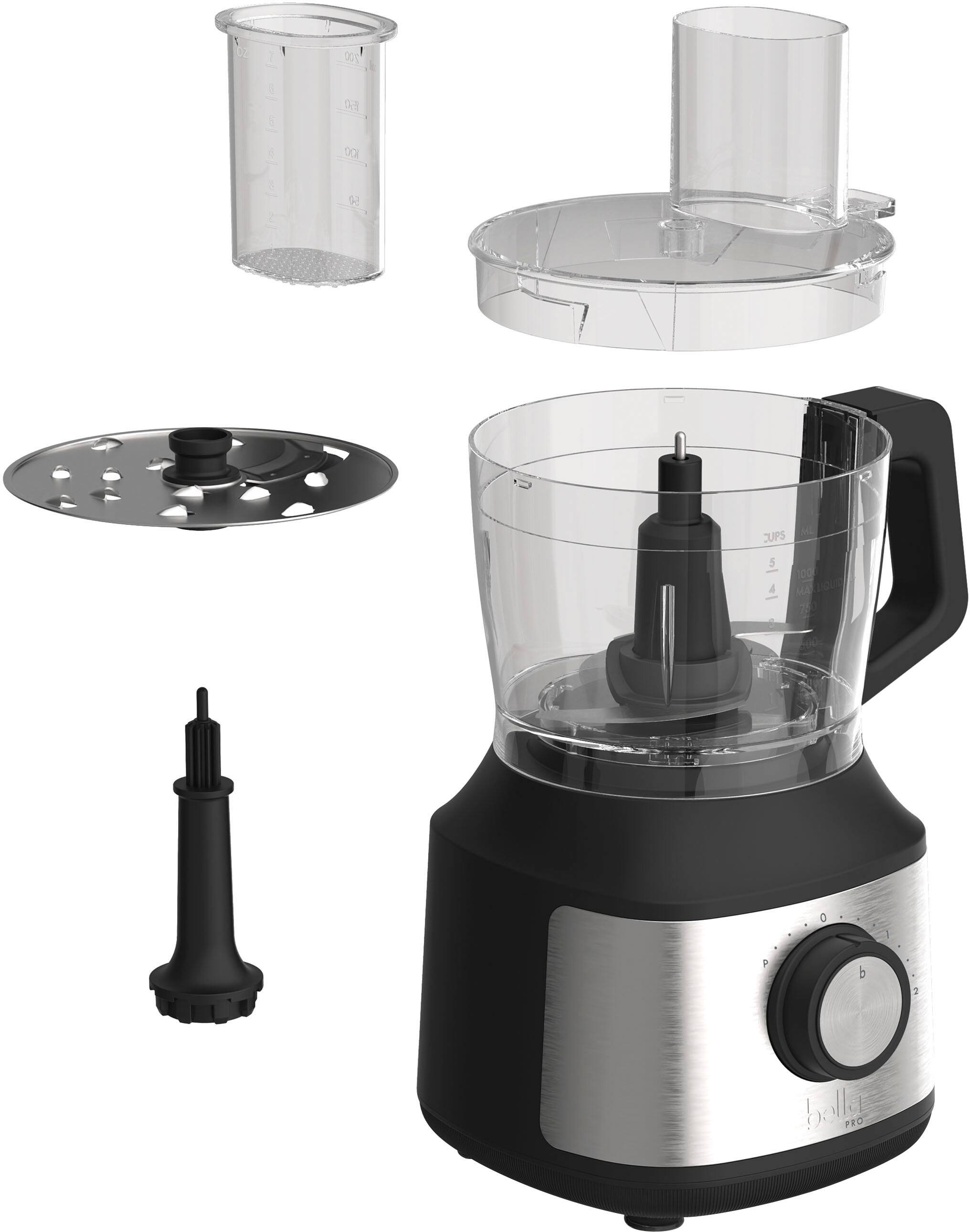 The image shows a blender with its parts disassembled, including a container, a lid, a blade, and a base. The blender is designed to hold 700 ml of liquid and has a motor power of 750 watts. The blender is made by the company Pro.