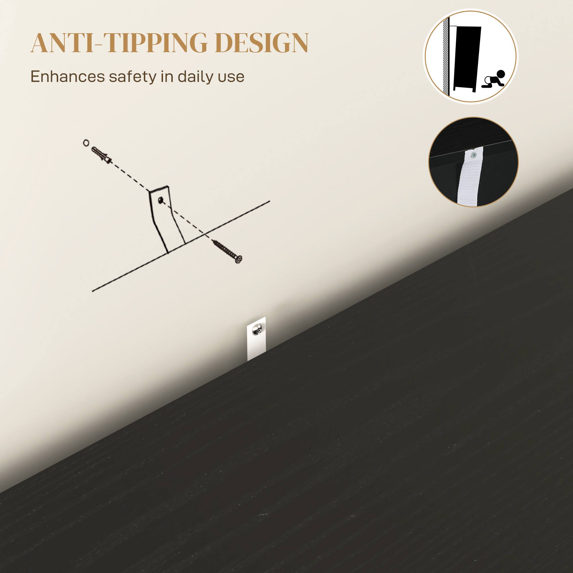 ANTI-TIPPING DESIGN Enhances safety in daily use
