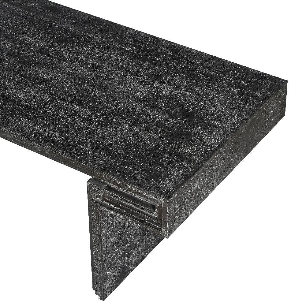 Alt View 7. Loheer - Loheer vintage industrial coffee table Antique Black Double Tier Forty Eight Inch - Antique Black.