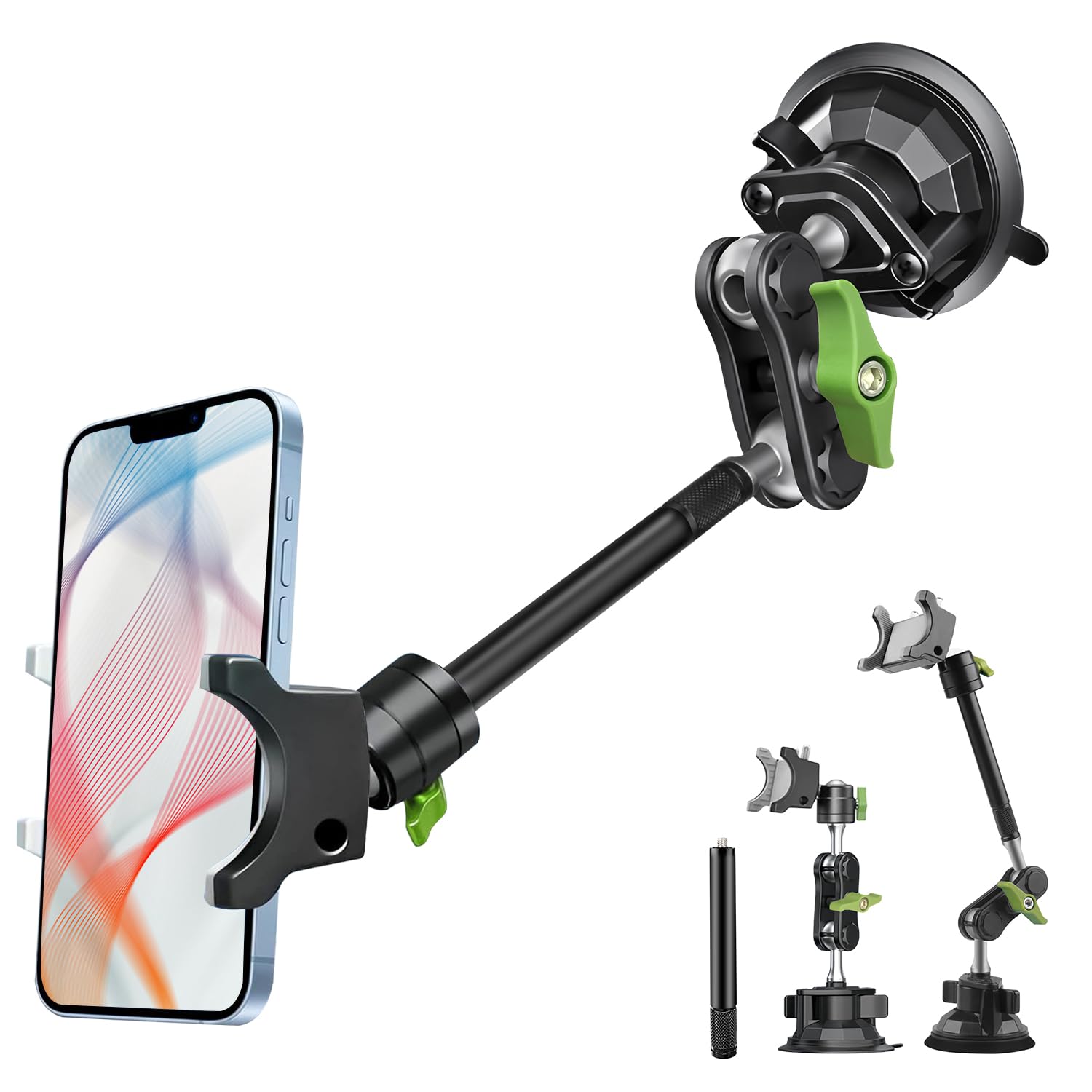 Front. HM 1810 - Suction Cup Car Phone Mount Heavy Duty Cell Holder For Windshield 360 Rotation Vacuum Magic Arm All - Default.