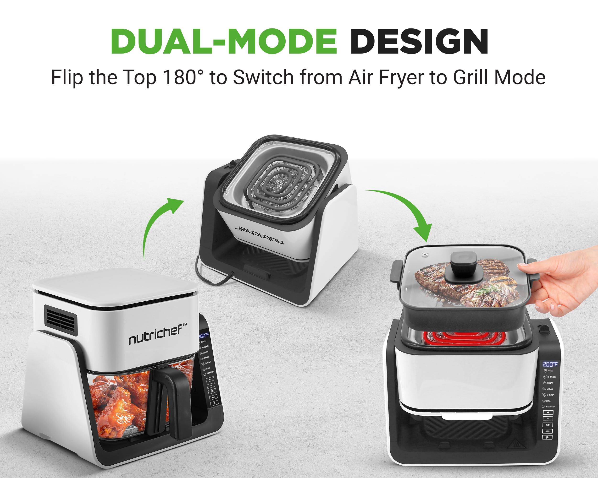 DUAL-MODE DESIGN  
Flip the Top 180° to Switch from Air Fryer to Grill Mode  

nutrichef™  
COF - 4 - 200°F - 9