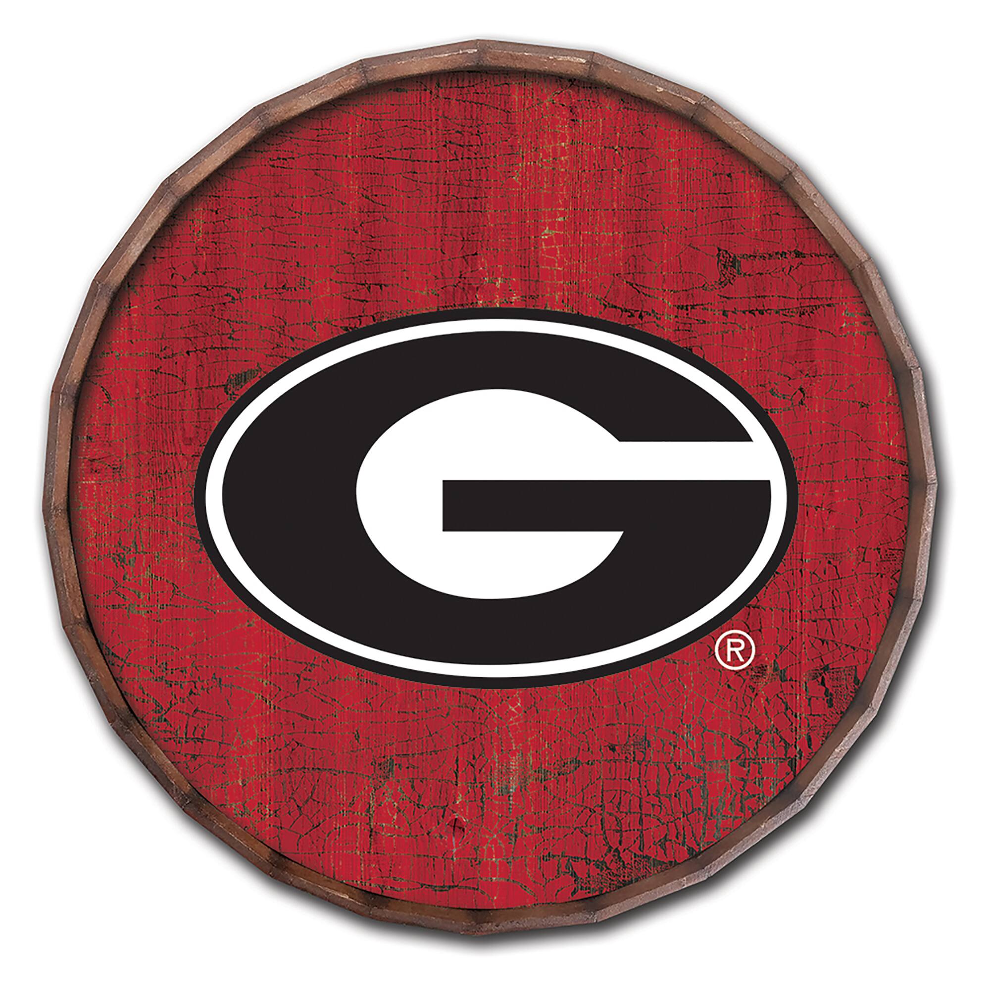 Georgia Bulldogs 24" Cracked Color Barrel Top Sign