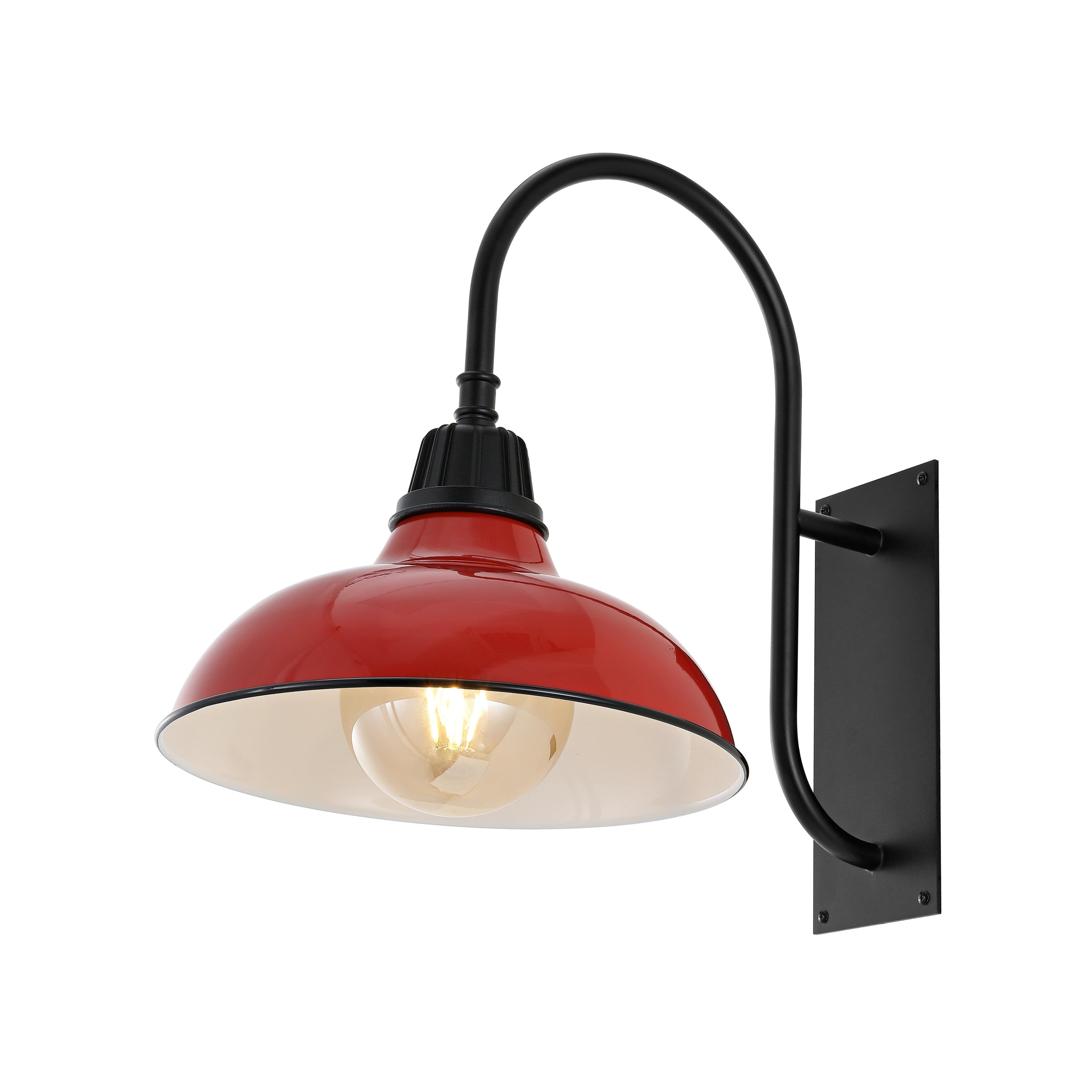"Jonathan Y - Stanley 12.25"" 1-Light Farmhouse Industrial Indoor/Outdoor Iron LED Gooseneck Arm Outdoor Sconce, Red - Red/Black" price history on PriceWatchPro