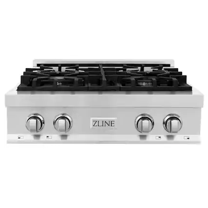 Front. ZLINE - 30 in. Legacy Gas Rangetop with 4 Burners and Porcelain Cooktop (RT30) - Stainless Steel.