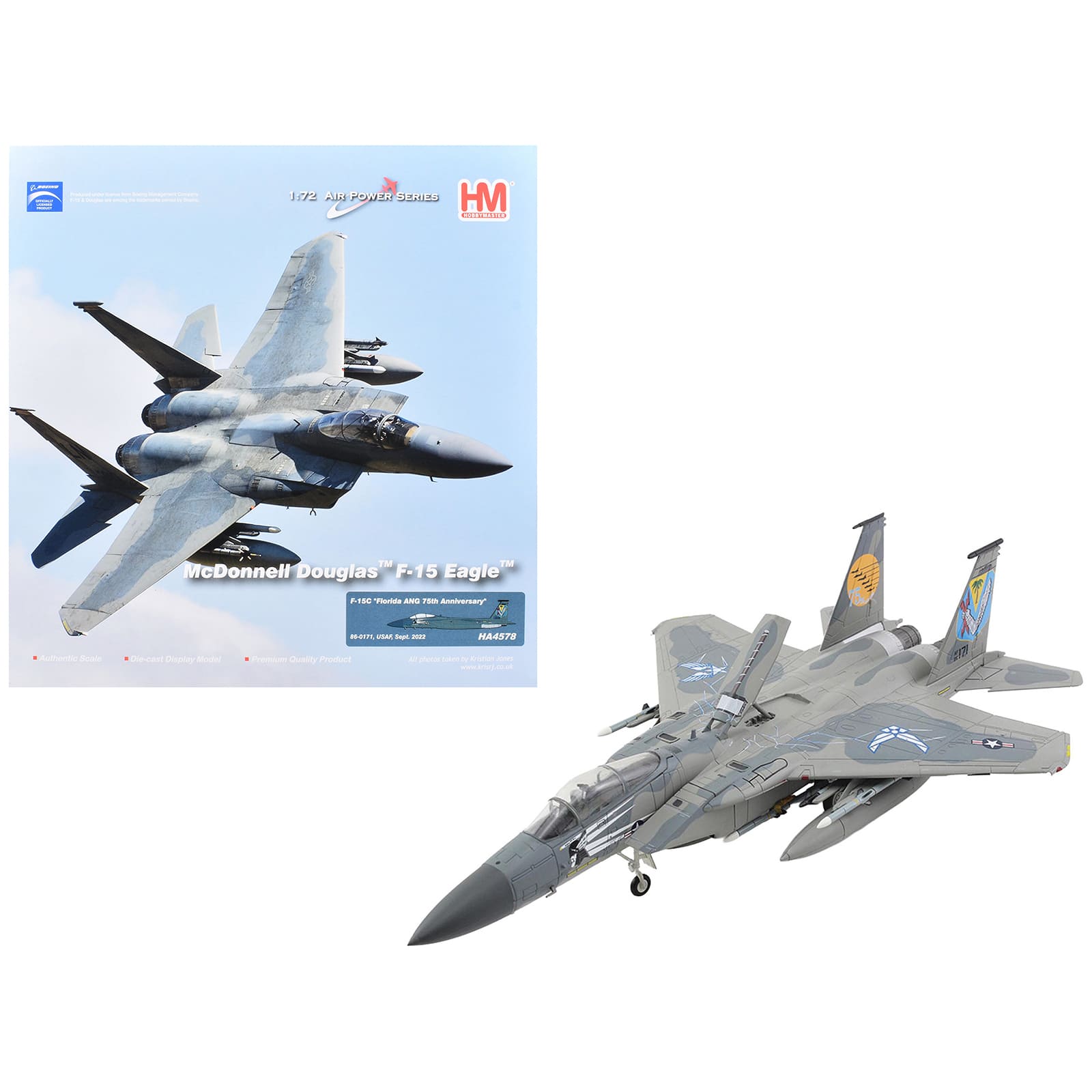 "McDonnell Douglas F-15C Eagle Fighter Aircraft ""Florida ANG 75th"" 2022 US Air Force 1/72 Diecast Model by Hobby Master" price history on PriceWatchPro