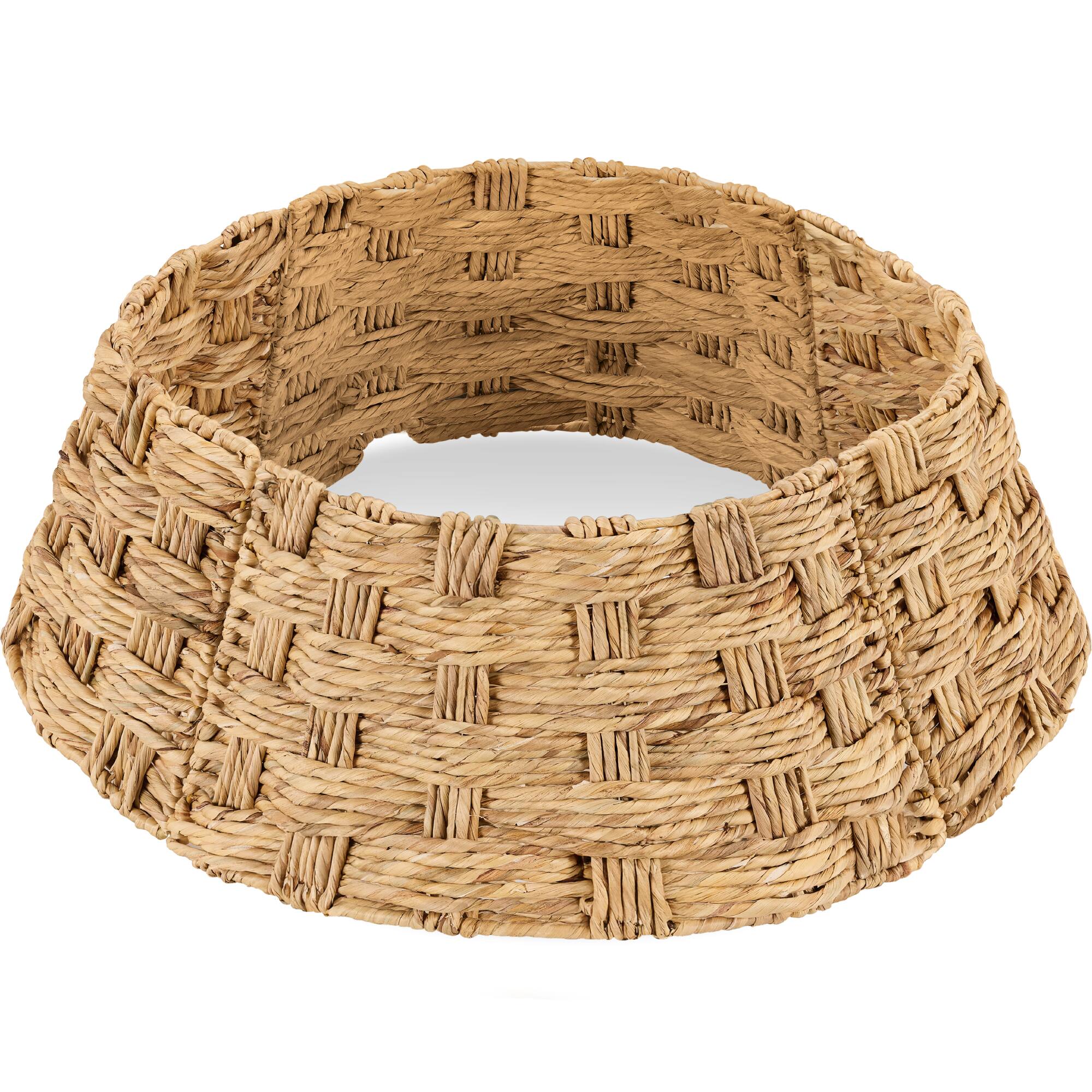 Front. Best Choice Products - Best Choice Products 36in Basket Woven Hyacinth Christmas Tree Collar, Tree Skirt Accessory w/ Cord Cut-Out - Natural - Natural – Basket Weave.