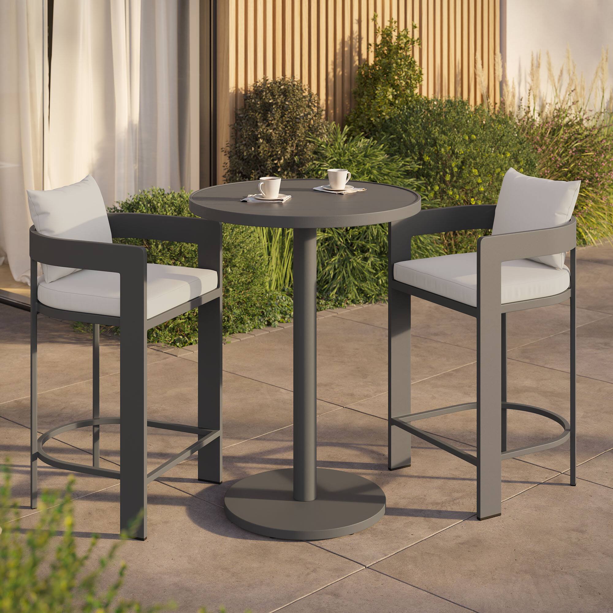 Alt View 2. Modway - Tahoe 3-Piece Outdoor Patio Aluminum Bar Set - White.