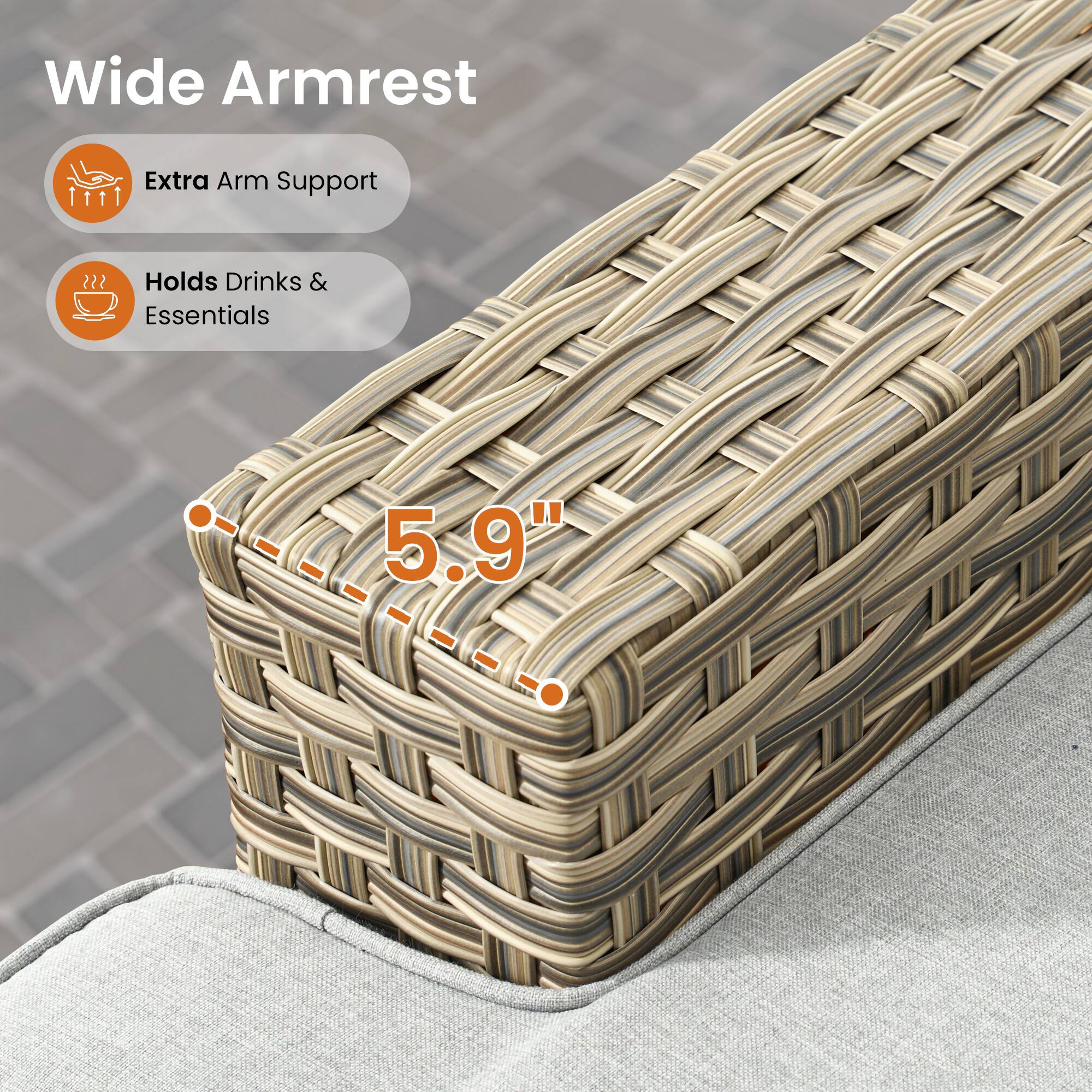 Wide Armrest Extra Arm Support | Holds Drinks & Essentials 5.9"