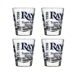 Logo Brands - Tampa Bay Rays 4-Pack 2oz. Shot Glass Set - Multicolor