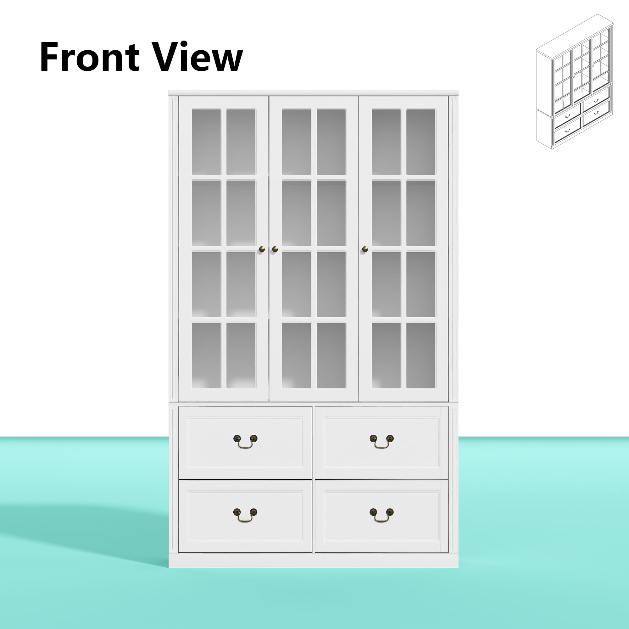 FUFU & GAGA - FUFU&GAGA Glass - Door Buffet: Safe & Stylish Storage for Dining & Kitchen Pantry Cabinet - White