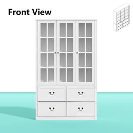 FUFU & GAGA - FUFU&GAGA Glass - Door Buffet: Safe & Stylish Storage for Dining & Kitchen Pantry Cabinet - White