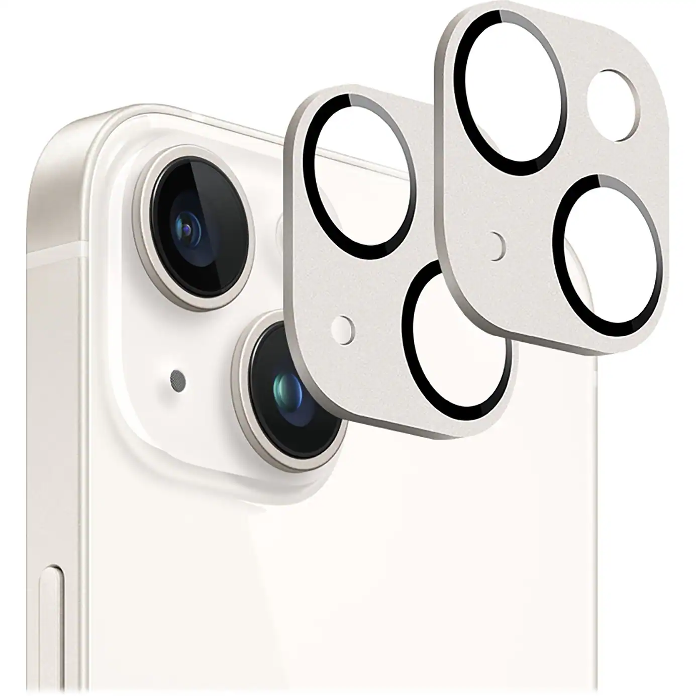 Angle. SaharaCase - ZeroDamage Camera Lens Protector for Apple iPhone 14 and iPhone 14 Plus (2-Pack) - Starlight.