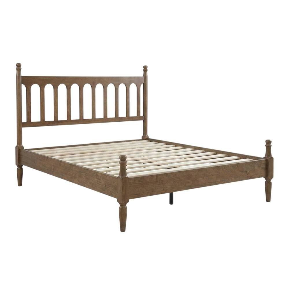 Back. FurniFact - Solid Wood Bed with Headboard - Barnwood.