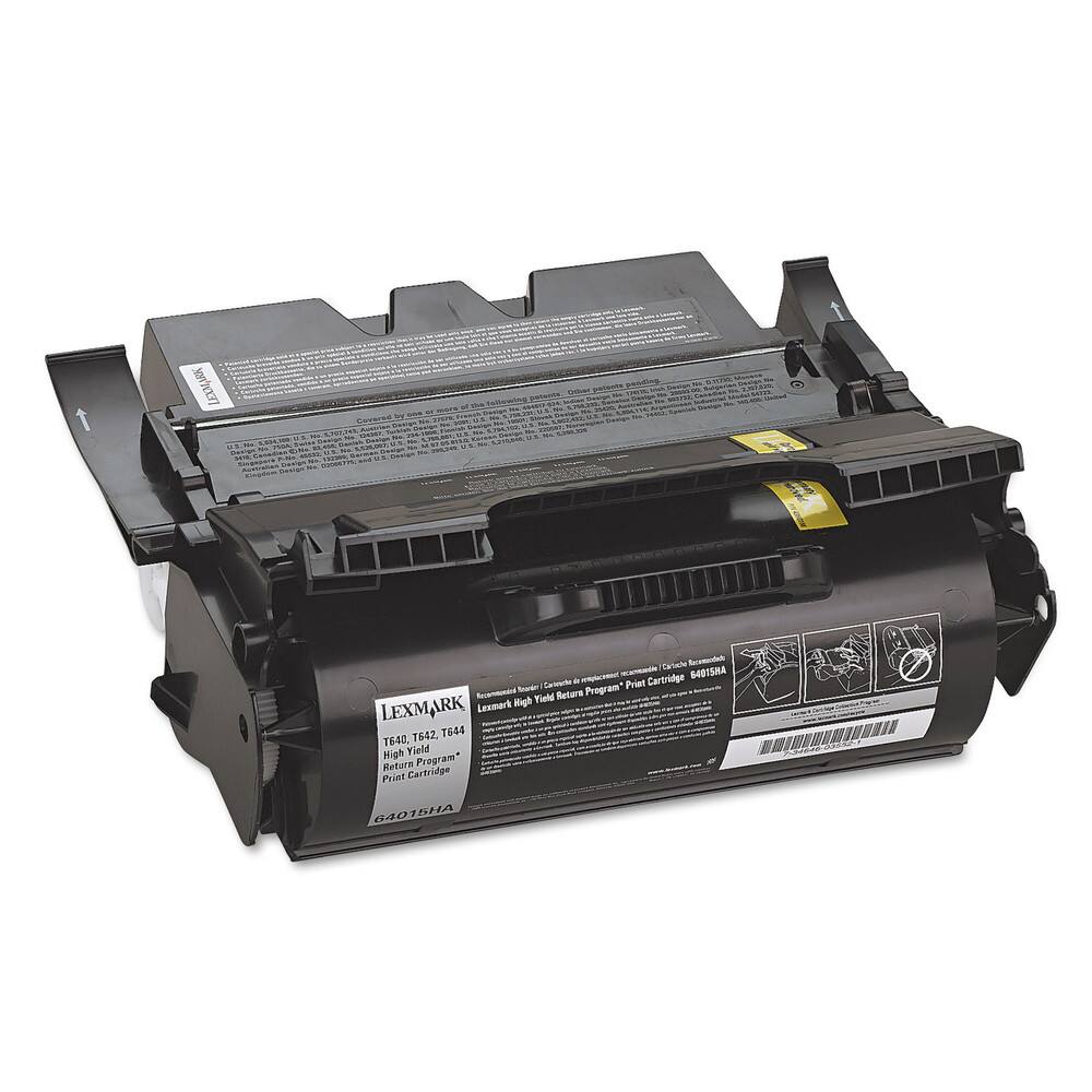 LEXMARK  
T640, T642, T644  
High Yield Return Program*  
Print Cartridge  
64015HA  

LEXMARK High Yield Return Program*  
Print Cartridge 64015HA  

Covered by one or more of the following patents: U.S. Pat. Nos. 5,774,171; 5,872,741; 5,872,742; 5,872,743; 5,872,744; 5,872,745; 5,872,746; 5,872,747; 5,872,748; 5,872,749; 5,872,750; 5,872,751; 5,872,752; 5,872,753; 5,872,754; 5,872,755; 5,872,7