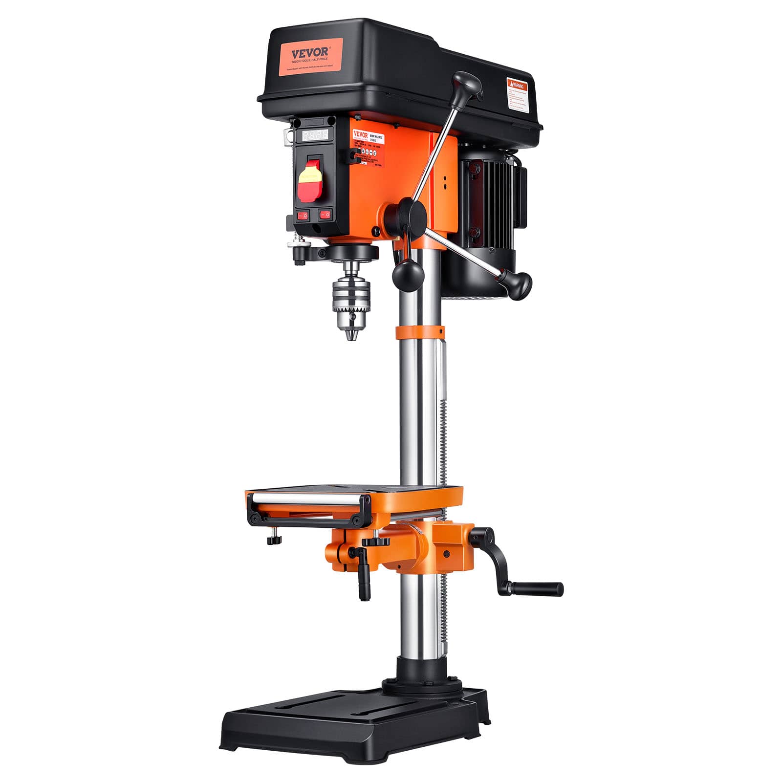 VEVOR - 12 in Benchtop Drill Press, 5 Amp 120V, Variable Speed Cast Iron Bench Drill Press, 12 in Swing Distance 0-45° Tiltling - Orange;Black price history on PriceWatchPro