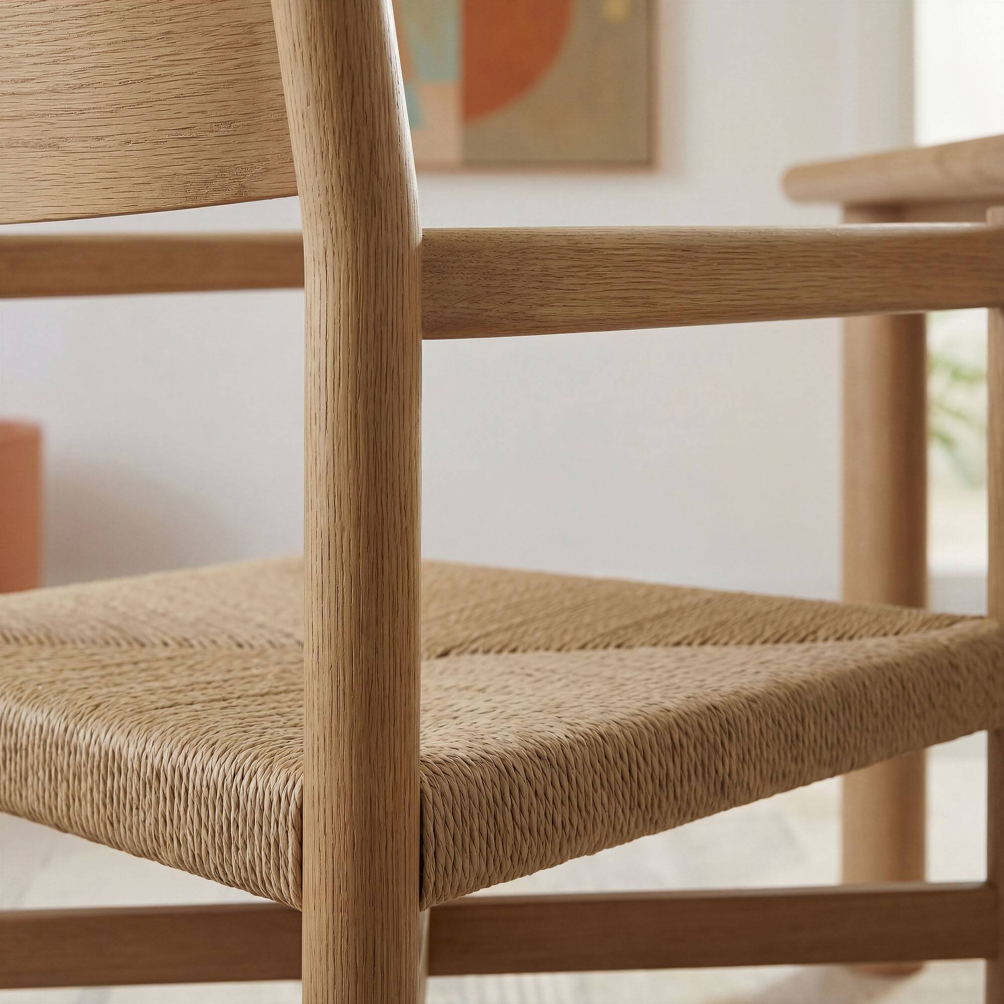 Alt View 1. Modway - Alvia Oak Wood Dining Armchairs With Woven Seats Set of 2 by Modway - Weathered Oak.