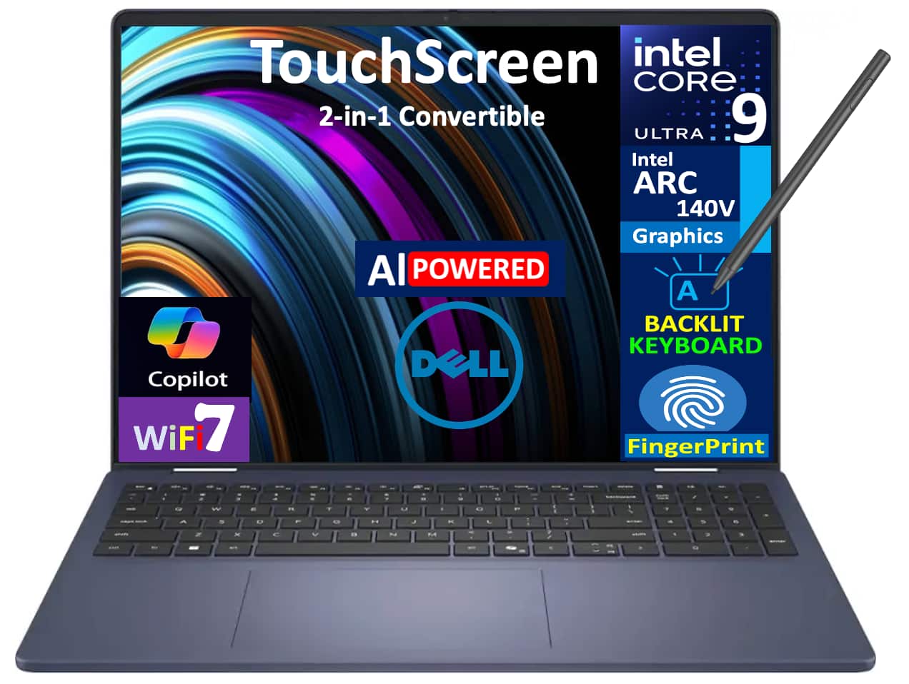 Dell 16 2 in 1 Laptop 16.0 WQXGA Display (Intel Ultra 9 288V, 32GB