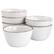 Front. Elama - Elama Arthur 6 Piece Stoneware Bowl Set in Matte White with Gold Rim - White.