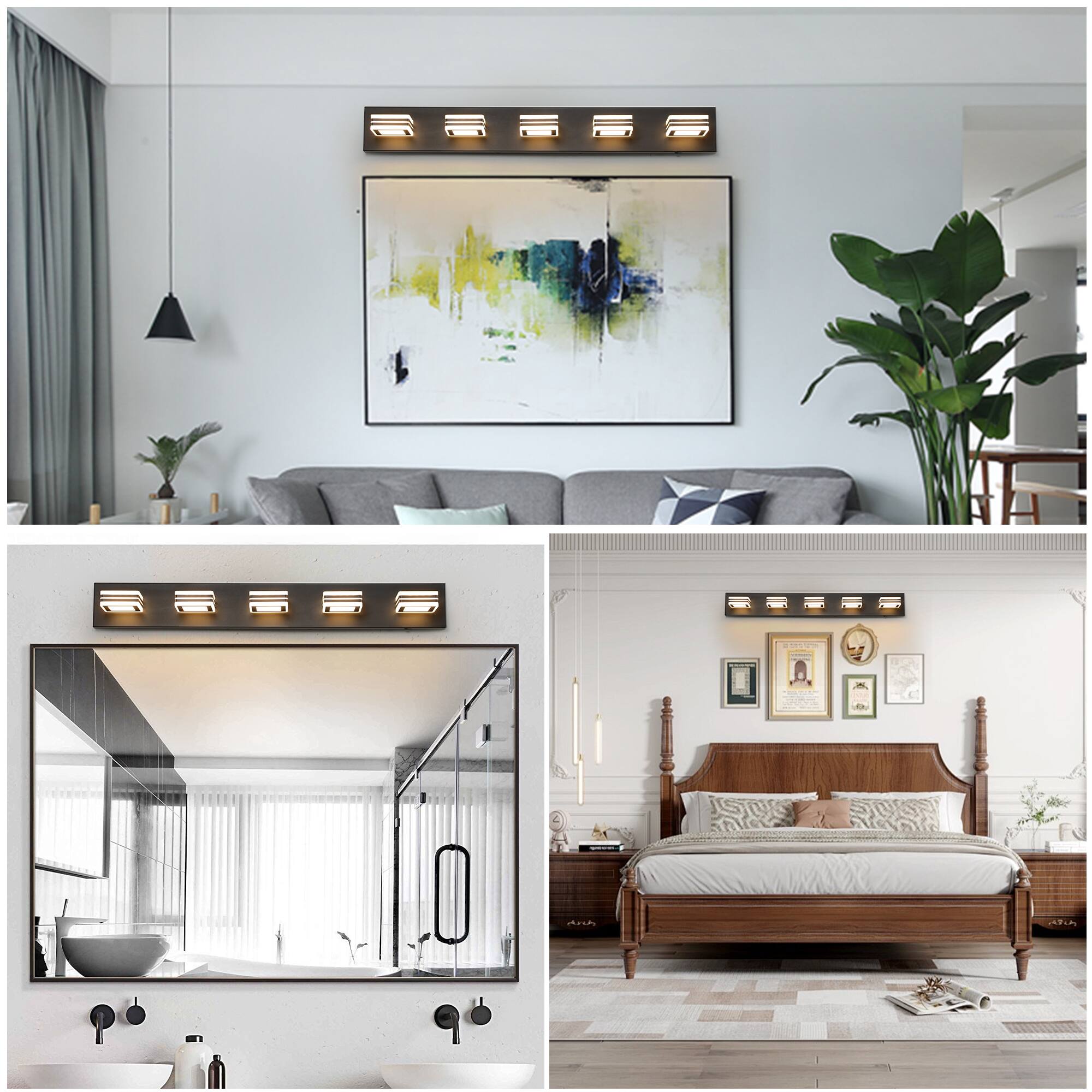 Alt View 1. APRILSOUL - 34 Inch Modern 5-Light LED Vanity Light - Sleek Bathroom Wall Fixture Iron and Acrylic Dimmable and Energy-Efficient.