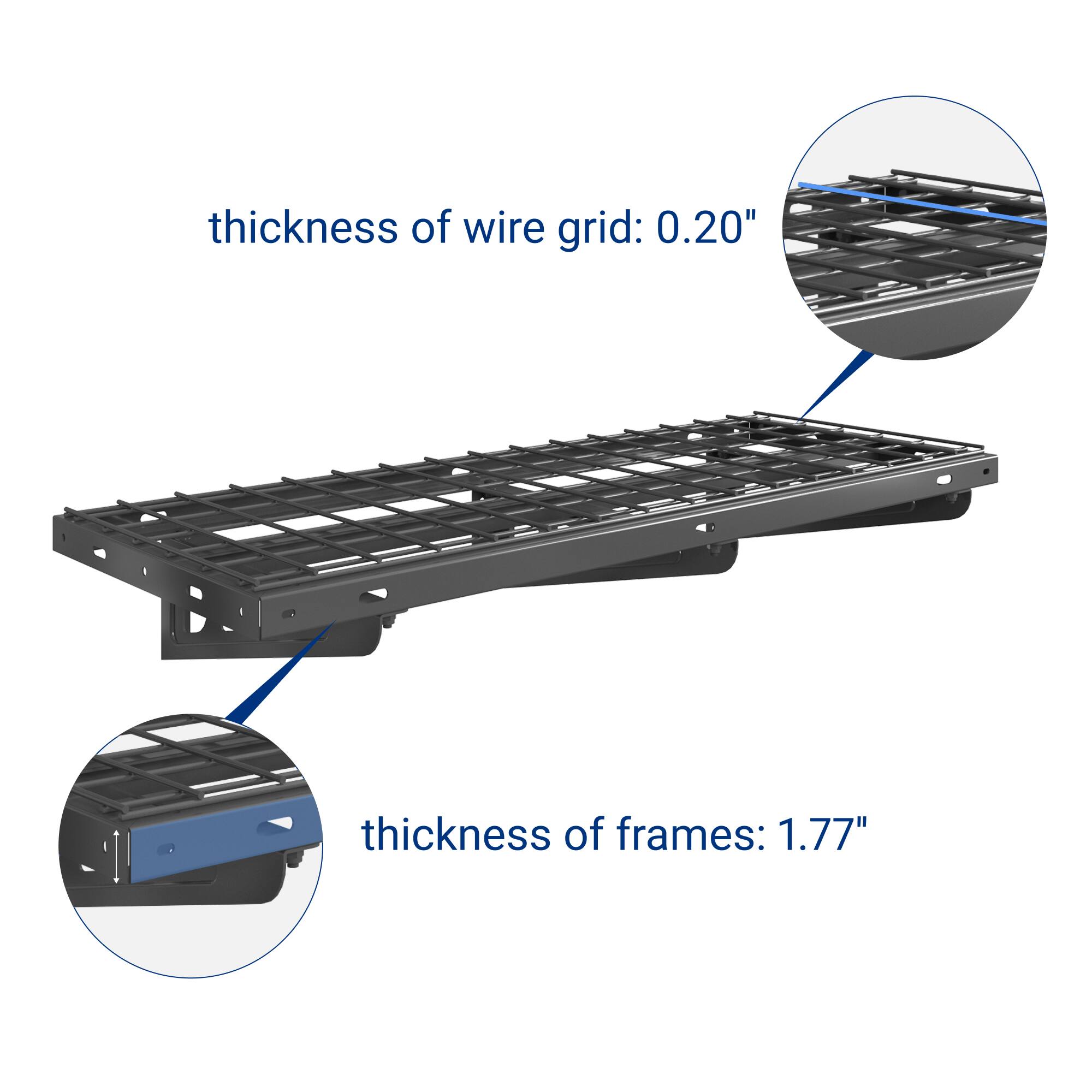 thickness of wire grid: 0.20"  
thickness of frames: 1.77"