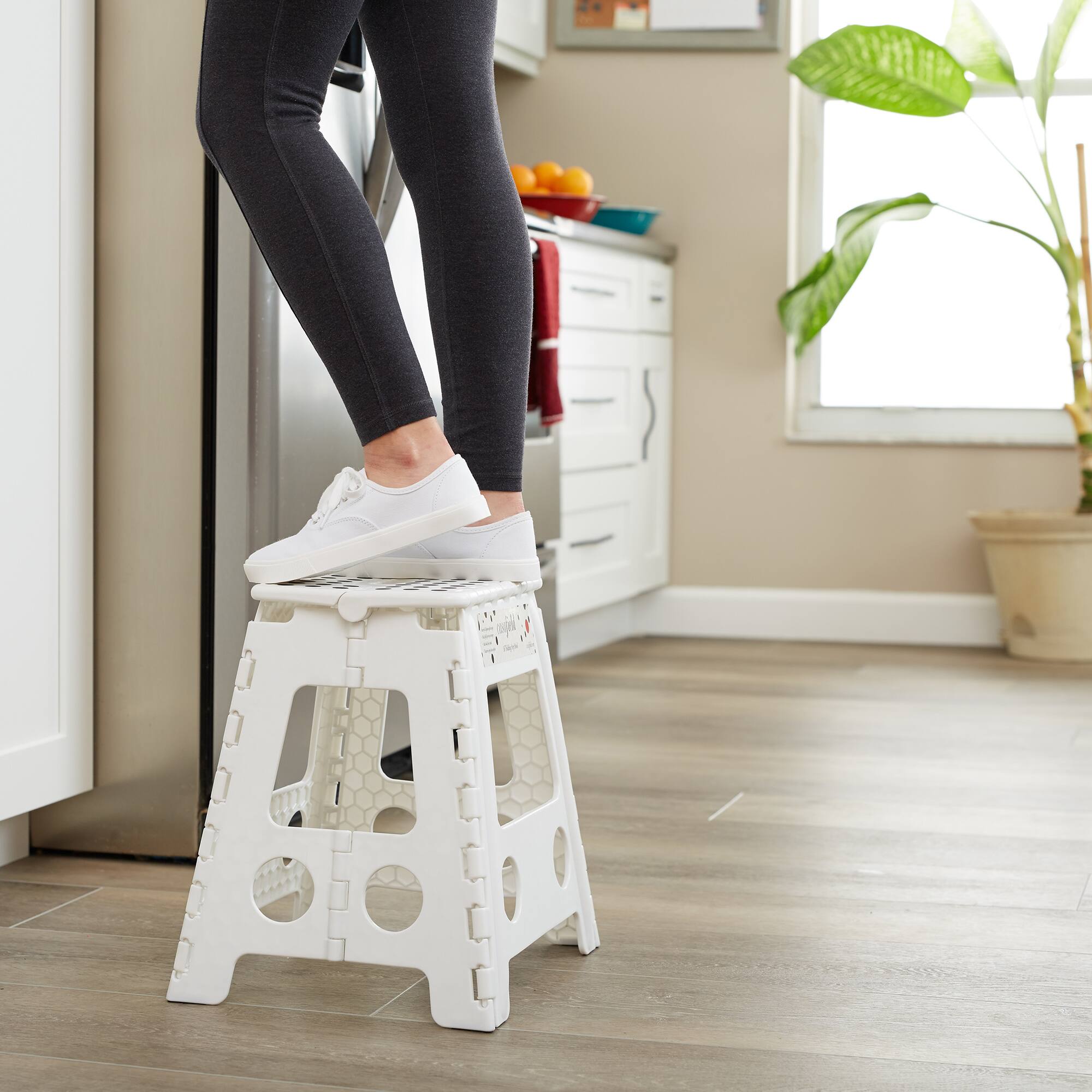 Alt View 6. Casafield - Folding Step Stools with Handle - White.