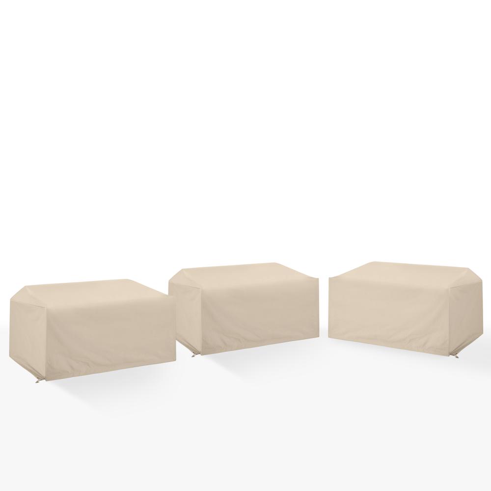 Alt View 1. Crosley Furniture - 3Pc Outdoor Sectional Furniture Cover Set - 3 Loveseats - Tan.