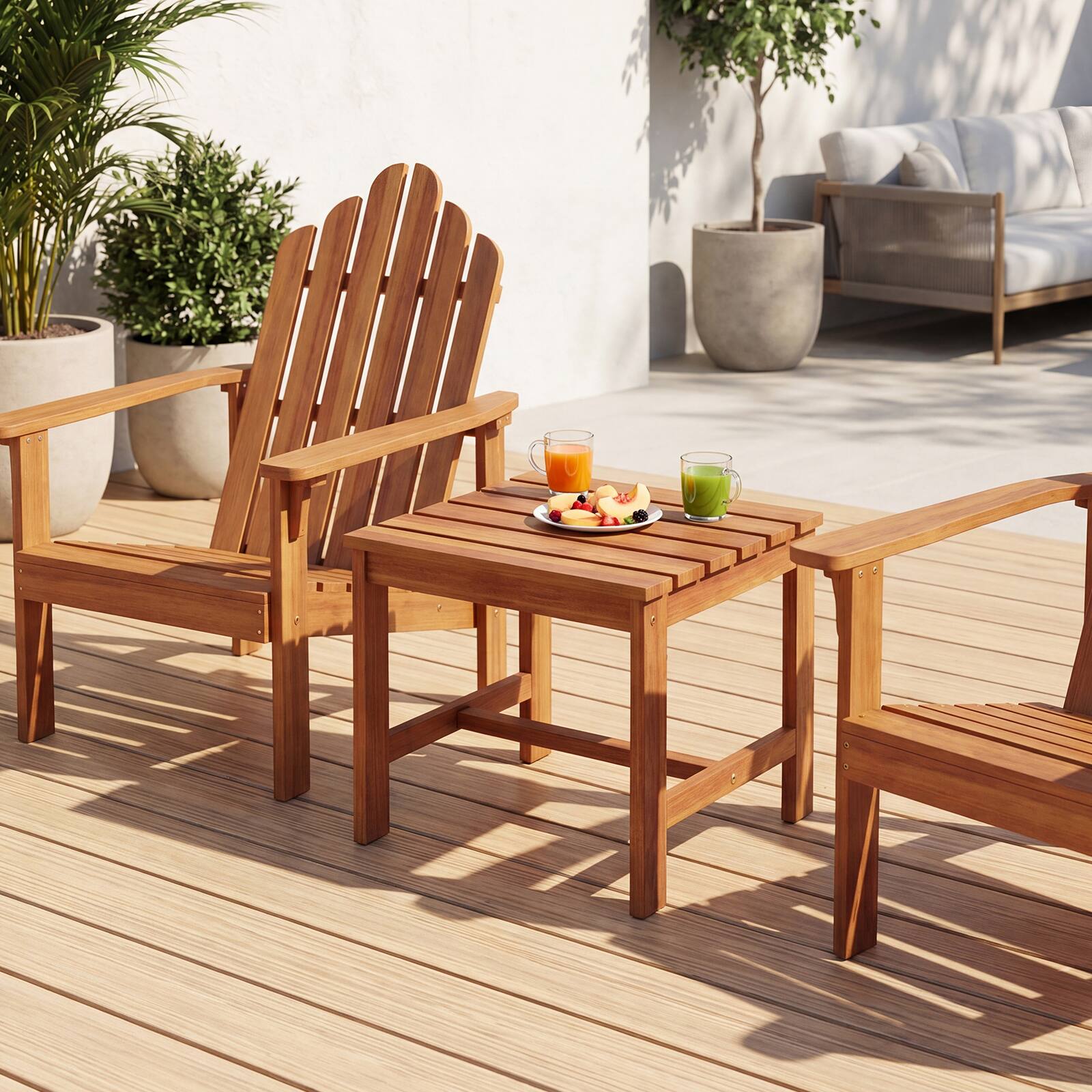 Alt View 4. Gymax - Gymax 2Pcs Patio Acacia Wood Accent Side Table17'' Square End Table w/Slatted Tabletop - Yellow.