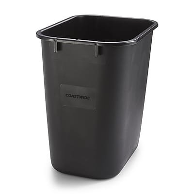 Front. Coastwide Professional - Coastwide Professional Indoor Trash Can Without Lid, Black Soft Molded Plastic, 3.5 Gallon (CW56428) - Black.