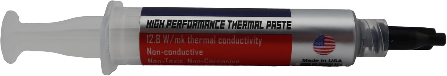 HIGH PERFORMANCE THERMAL PASTE  
12.8 W/mk thermal conductivity  
Non-conductive  
Non-Toxic  
Non-Corrosive  
Made in USA