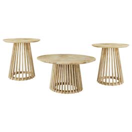Coaster Co. of America - Touhy 3-piece Round Coffee and End Table Set - Natural Mango